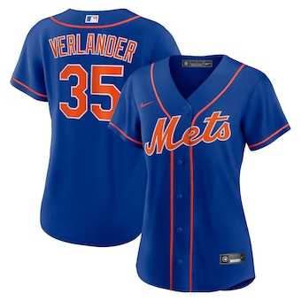 Women's New York Mets #35 Justin Verlander Blue Stitched MLB Cool Base Nike Jersey Dzhi